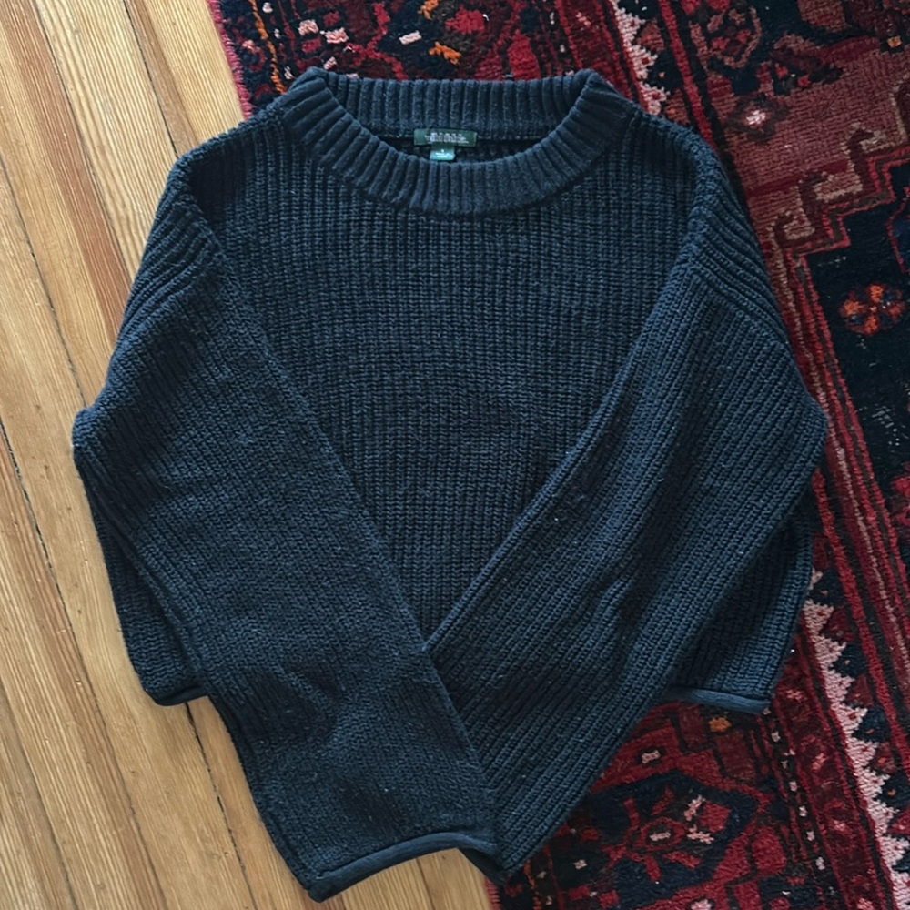 Wild Fable - Black Cropped Knot Sweater